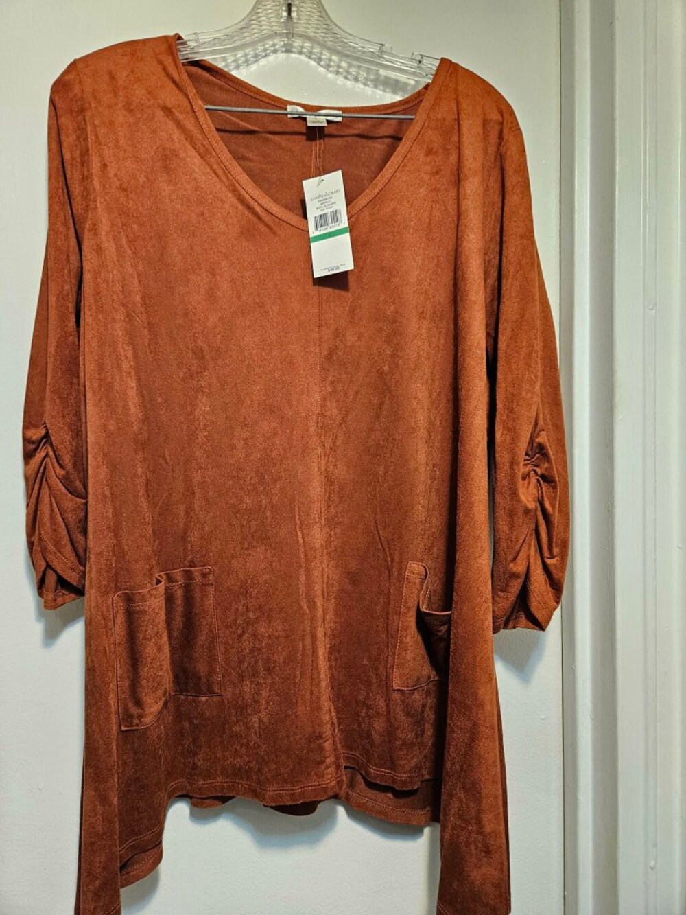 Faux Suede Tunic Top Sz L New w tags
